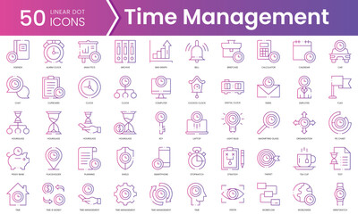 Set of time management icons. Gradient style icon bundle. Vector Illustration