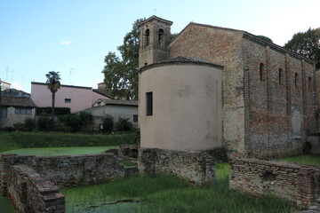 Fototapeta na wymiar Backside of Santa Croce church in Ravenna, Emilia Romagna Italy