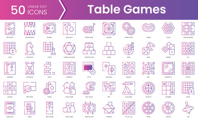 Set of table games icons. Gradient style icon bundle. Vector Illustration