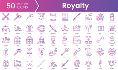 Set of royalty icons. Gradient style icon bundle. Vector Illustration