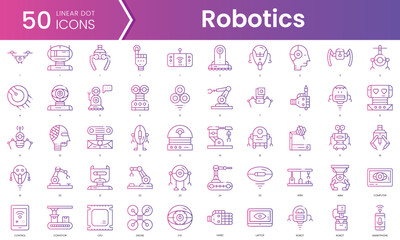 Set of robotics icons. Gradient style icon bundle. Vector Illustration