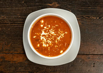 Tomato soup with feta cheese