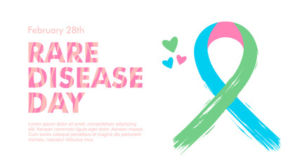rare disease day poster template with grunge ribbon awareness