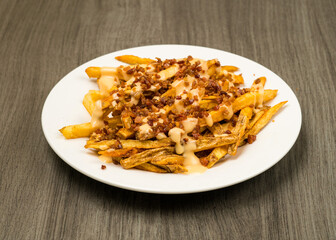 Fries with bacon and cheese