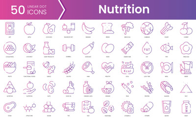 Set of nutrition icons. Gradient style icon bundle. Vector Illustration