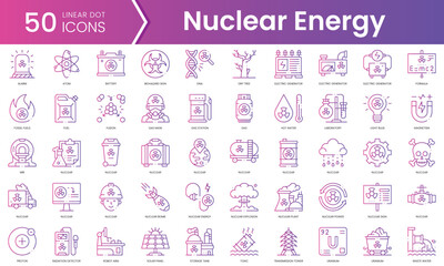 Fototapeta na wymiar Set of nuclear energy icons. Gradient style icon bundle. Vector Illustration