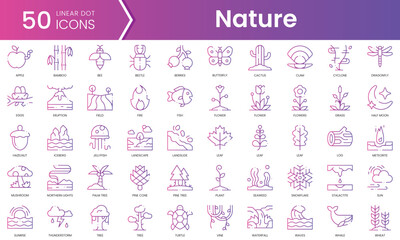 Fototapeta na wymiar Set of nature icons. Gradient style icon bundle. Vector Illustration