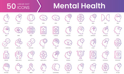 Set of mental health icons. Gradient style icon bundle. Vector Illustration
