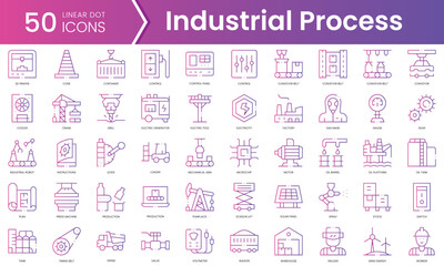 Set of industrial process icons. Gradient style icon bundle. Vector Illustration