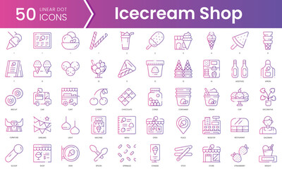 Fototapeta na wymiar Set of icecream shop icons. Gradient style icon bundle. Vector Illustration