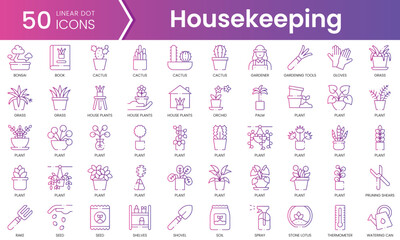 Set of house plants icons. Gradient style icon bundle. Vector Illustration