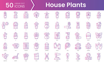 Fototapeta na wymiar Set of house plants icons. Gradient style icon bundle. Vector Illustration