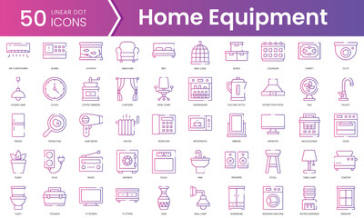 Set of home equipment icons. Gradient style icon bundle. Vector Illustration