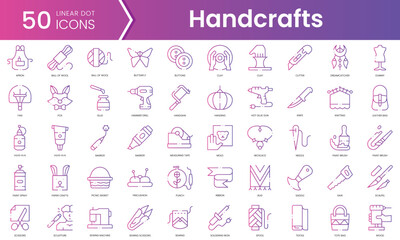 Set of handcrafts icons. Gradient style icon bundle. Vector Illustration
