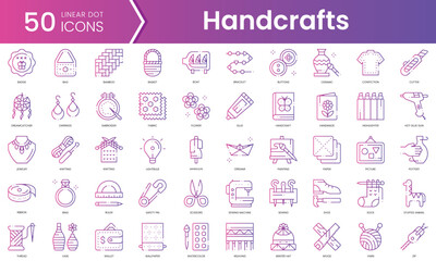 Set of handcrafts icons. Gradient style icon bundle. Vector Illustration