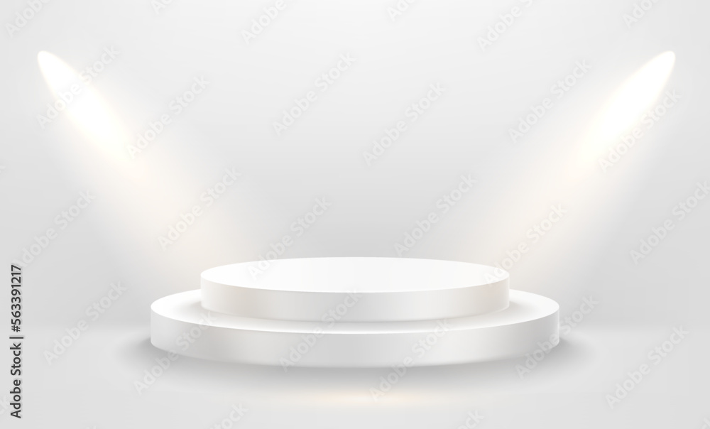 Leinwandbilder white empty stage illuminated with bright projectors. 3d vector
