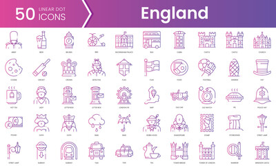 Fototapeta na wymiar Set of england icons. Gradient style icon bundle. Vector Illustration