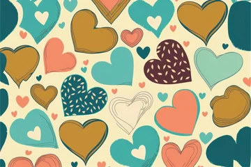 Meubelstickers seamless pattern background with hearts and flowers © Duhan