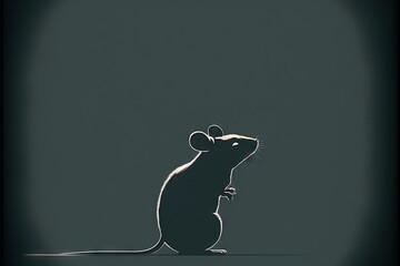  a rat sitting on its hind legs in front of a dark background with a white outline of a rat on it's back legs, with a black background with a gray outline of a.  Generative AI