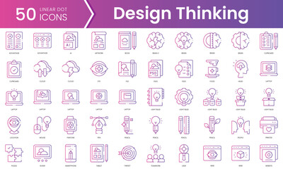 Set of design thinking icons. Gradient style icon bundle. Vector Illustration