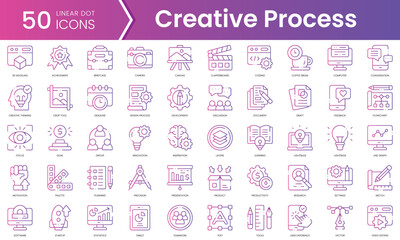 Fototapeta na wymiar Set of creative process icons. Gradient style icon bundle. Vector Illustration