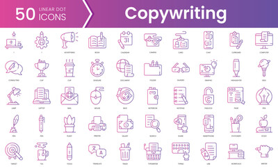 Set of copywriting icons. Gradient style icon bundle. Vector Illustration - obrazy, fototapety, plakaty