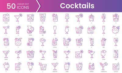 Fototapeta na wymiar Set of cocktails icons. Gradient style icon bundle. Vector Illustration