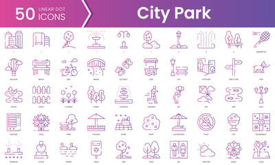 Fototapeta na wymiar Set of city park icons. Gradient style icon bundle. Vector Illustration
