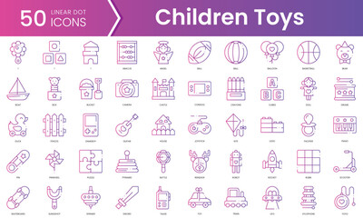 Fototapeta na wymiar Set of children toys icons. Gradient style icon bundle. Vector Illustration