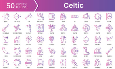 Fototapeta na wymiar Set of celtic icons. Gradient style icon bundle. Vector Illustration
