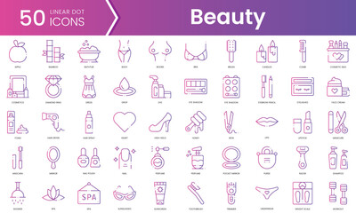 Set of beauty icons. Gradient style icon bundle. Vector Illustration