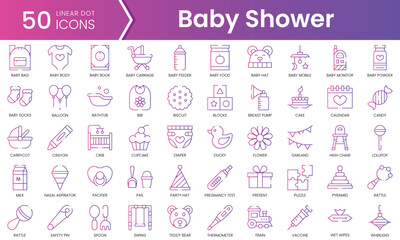 Fototapeta na wymiar Set of baby icons. Gradient style icon bundle. Vector Illustration