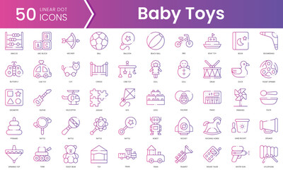 Fototapeta na wymiar Set of baby toys icons. Gradient style icon bundle. Vector Illustration