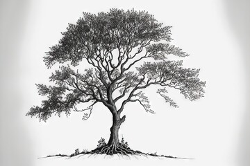  a drawing of a tree with a white background and a black and white photo of a tree with a white background and a black and white photo of a tree with a white background and.  Generative AI