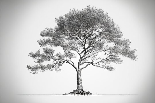  a drawing of a tree with a white background and a gray background with a black and white photo of a tree with a white background and gray background, with a tree, tree,.  Generative AI