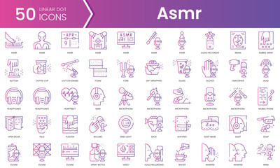 Fototapeta na wymiar Set of asmr icons. Gradient style icon bundle. Vector Illustration