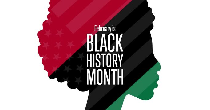 February is National Black History Month. Flat holiday animation. Motion graphic design. Loop footage.