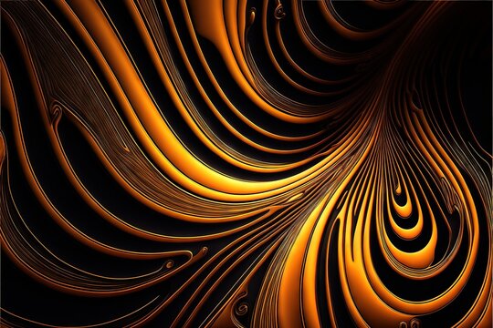  a computer generated image of a spiral design in orange and black colors with a black background and a white border around the edges of the image and bottom half of the image is black. Generative AI