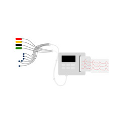 Illustration of electrocardiography monitor and recorders on isolated background.