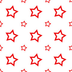 Red Star seamless pattern. Red and white background. Abstract geometric shape texture. Design template for wallpaper, wrapping, fabric, textile	
