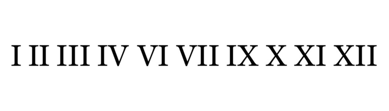 Roman numerals from one to ten