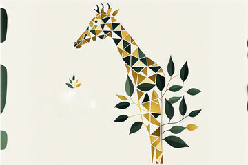 Naklejka premium a giraffe with a plant in its mouth and a quote on the back of it that says, geberbatte geeealli, gefalle alle,. Generative AI