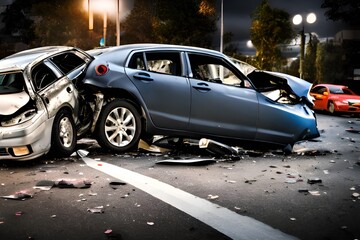 AI generated illustration car crash in the city 