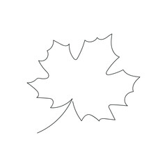 Maple leaf drawn in one continuous line. One line drawing, minimalism. Vector illustration.