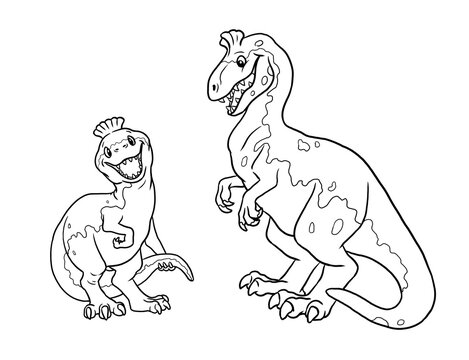 Cute dinosaur cryolophosaurus for coloring. Template for a coloring book with funny dinosaurs family. Coloring template for kids.	