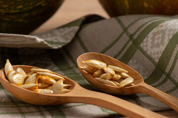Pumpkins on a wooden background
