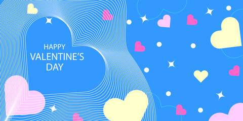 Happy Valentine's Day. Festive background with hearts and a light wave of lines.Vector illustration for postcards, posters, advertisements, websites, sales, promotions.