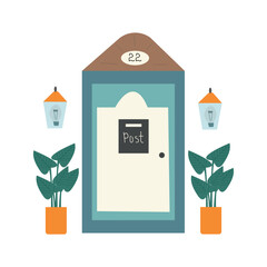 Home Entrance. Hand drawn colored vector illustration. Isolated. Vector illustration. 