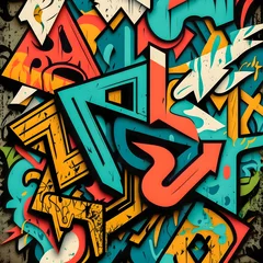 Deurstickers Oldschool graffiti pattern illustration Generative AI © PixelPusher