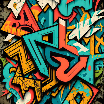 Oldschool graffiti pattern illustration Generative AI